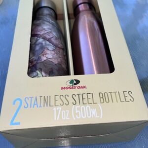Mossy Oak 2 Pack Stainless Steel Water Bottles 17oz Camo Rose Gold Vacuum Sealed